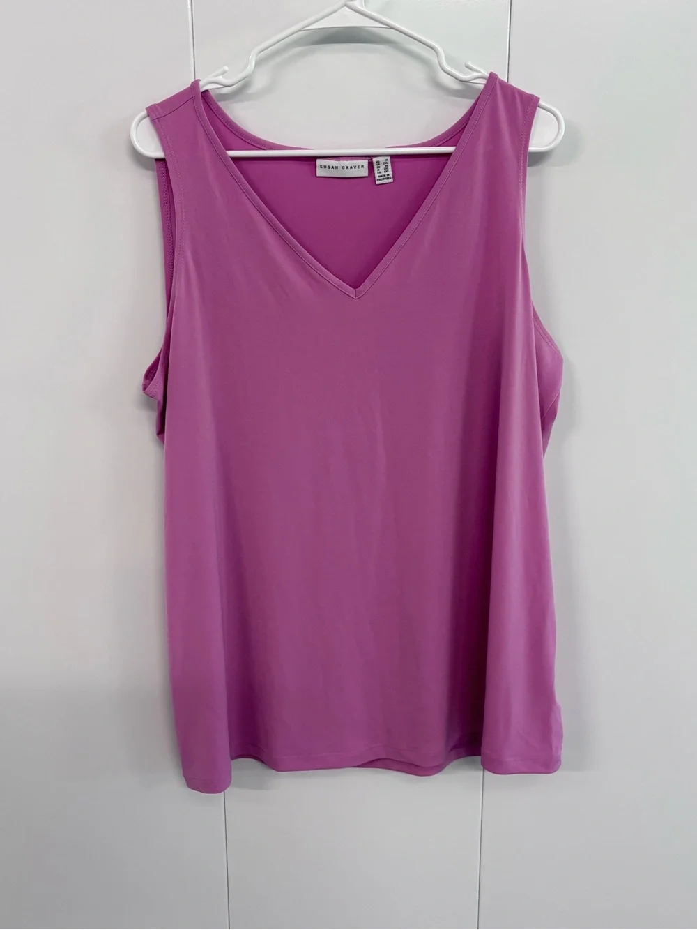 Susan Graver Tank Top Womens Size1X Pink Plus  Liquid Knit Stretch Comfort